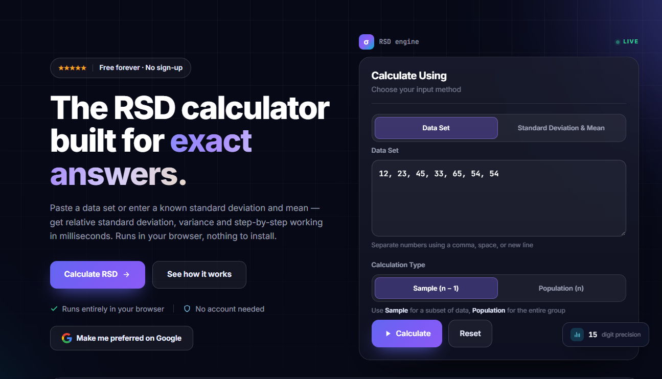RSD calculator website
