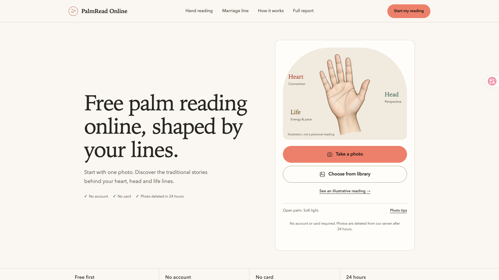 PalmRead Online website