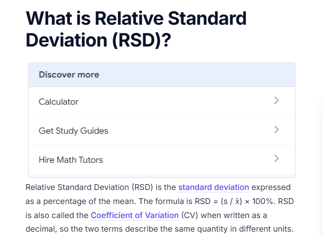 RSD calculator screenshot 3